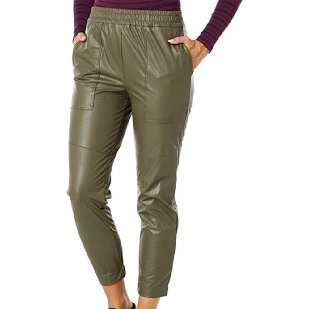 Lysse NY Brisk Faux Leather Jogger Elastic Waist Pocket Stretch Women S $138